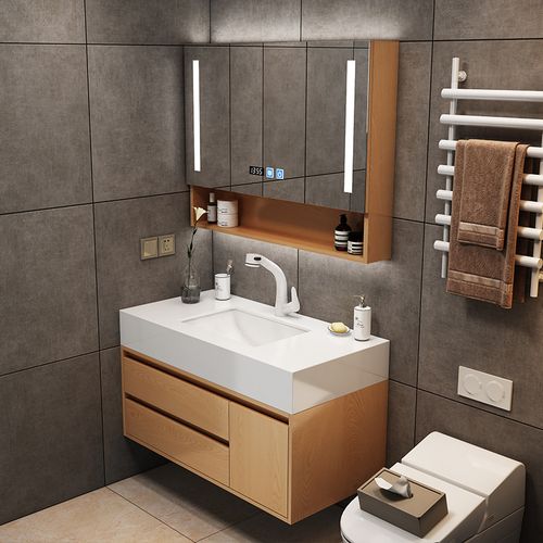 岩板智能卫浴套装浴室柜组合现代轻奢洗手洗脸一体盆卫生间洗漱台